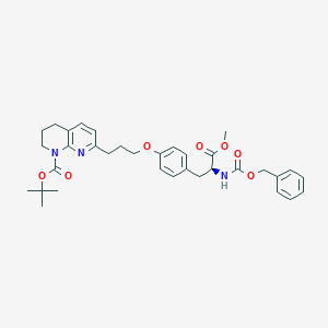 molecular formula C34H41N3O7 B14029910 tert-Butyl (S)-7-(3-(4-(2-(((benzyloxy)carbonyl)amino)-3-methoxy-3-oxopropyl)phenoxy)propyl)-3,4-dihydro-1,8-naphthyridine-1(2H)-carboxylate 