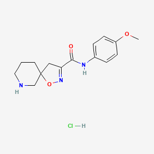 molecular formula C15H20ClN3O3 B14029923 N-(4-methoxyphenyl)-1-oxa-2,7-diazaspiro[4.5]dec-2-ene-3-carboxamide hydrochloride 