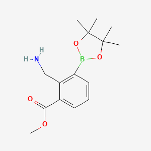 molecular formula C15H22BNO4 B1402995 Methyl 2-(aminomethyl)-3-(4,4,5,5-tetramethyl-1,3,2-dioxaborolan-2-yl)benzoate CAS No. 1333319-47-3