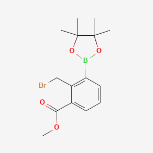 molecular formula C15H20BBrO4 B1402996 Methyl 2-(bromomethyl)-3-(4,4,5,5-tetramethyl-1,3,2-dioxaborolan-2-yl)benzoate CAS No. 1333222-42-6
