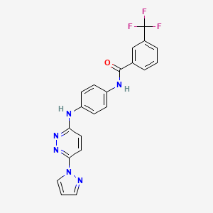 molecular formula C21H15F3N6O B14029994 N-(4-((6-(1H-pyrazol-1-yl)pyridazin-3-yl)amino)phenyl)-3-(trifluoromethyl)benzamide 