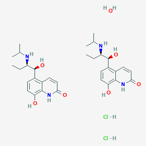 molecular formula C32H48Cl2N4O7 B140300 Procaterol hydrochloride hemihydrate CAS No. 81262-93-3