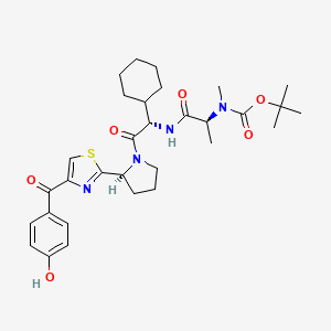 molecular formula C31H42N4O6S B14030018 tert-Butyl ((S)-1-(((S)-1-cyclohexyl-2-((S)-2-(4-(4-hydroxybenzoyl)thiazol-2-yl)pyrrolidin-1-yl)-2-oxoethyl)amino)-1-oxopropan-2-yl)(methyl)carbamate 