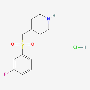 molecular formula C12H17ClFNO2S B1403008 4-(((3-Fluorophenyl)sulfonyl)methyl)piperidine hydrochloride CAS No. 1417793-33-9