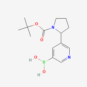 molecular formula C14H21BN2O4 B1403011 5-(1-(Tert-butoxycarbonyl)pyrrolidin-2-yl)pyridin-3-ylboronic acid CAS No. 1425334-70-8