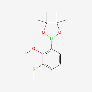 molecular formula C14H21BO3S B14030112 2-(2-Methoxy-3-(methylthio)phenyl)-4,4,5,5-tetramethyl-1,3,2-dioxaborolane 