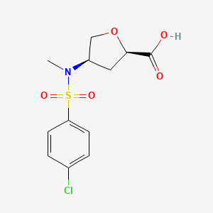 molecular formula C12H14ClNO5S B14030116 (2R,4R)-4-(4-Chloro-N-methylphenylsulfonamido)tetrahydrofuran-2-carboxylic acid 