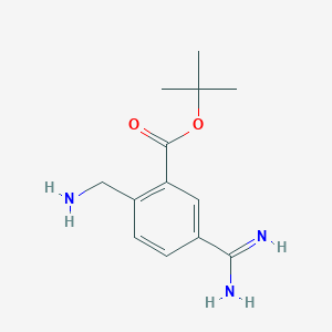 molecular formula C13H19N3O2 B14030123 tert-Butyl 2-(aminomethyl)-5-carbamimidoylbenzoate 