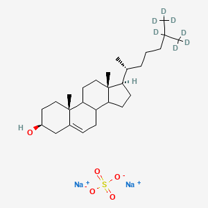 molecular formula C27H46Na2O5S B14030304 disodium;(3S,10R,13R,17R)-10,13-dimethyl-17-[(2R)-6,7,7,7-tetradeuterio-6-(trideuteriomethyl)heptan-2-yl]-2,3,4,7,8,9,11,12,14,15,16,17-dodecahydro-1H-cyclopenta[a]phenanthren-3-ol;sulfate 