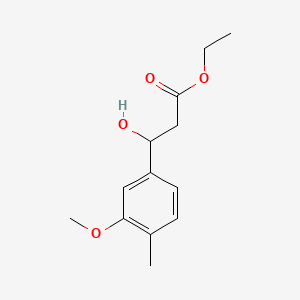 molecular formula C13H18O4 B14030419 Ethyl 3-hydroxy-3-(3-methoxy-4-methylphenyl)propanoate 