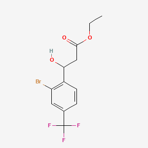 molecular formula C12H12BrF3O3 B14030518 Ethyl 3-(2-bromo-4-(trifluoromethyl)phenyl)-3-hydroxypropanoate 