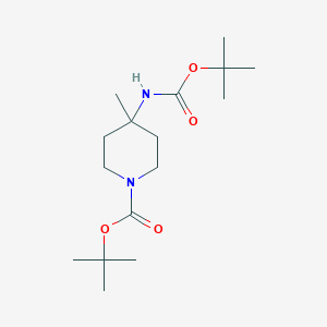 molecular formula C16H30N2O4 B1403059 tert-Butyl 4-((tert-butoxycarbonyl)amino)-4-methylpiperidine-1-carboxylate CAS No. 1187322-34-4