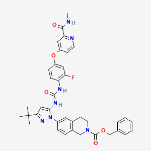 molecular formula C38H38FN7O5 B1403060 benzyl 6-(3-(tert-butyl)-5-(3-(2-fluoro-4-((2-(methylcarbamoyl)pyridin-4-yl)oxy)phenyl)ureido)-1H-pyrazol-1-yl)-3,4-dihydroisoquinoline-2(1H)-carboxylate CAS No. 1020173-88-9