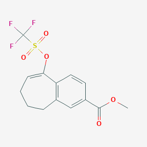 molecular formula C14H13F3O5S B14030679 Methyl 9-(((trifluoromethyl)sulfonyl)oxy)-6,7-dihydro-5H-benzo[7]annulene-3-carboxylate 