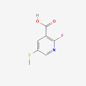 molecular formula C7H6FNO2S B14030843 2-Fluoro-5-(methylthio)nicotinic acid 