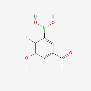 molecular formula C9H10BFO4 B14030872 5-Acetyl-2-fluoro-3-methoxyphenylboronic acid 