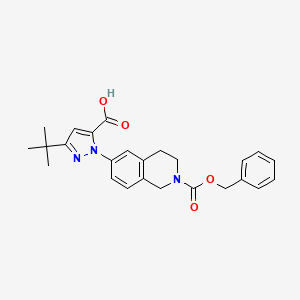 molecular formula C25H27N3O4 B1403106 1-(2-((benzyloxy)carbonyl)-1,2,3,4-tetrahydroisoquinolin-6-yl)-3-(tert-butyl)-1H-pyrazole-5-carboxylic acid CAS No. 1020173-41-4