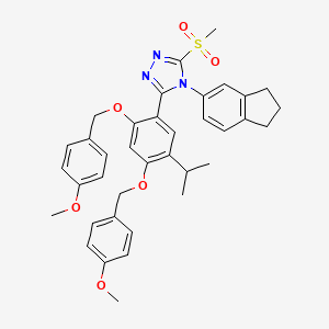 molecular formula C37H39N3O6S B14031090 4-(2,3-Dihydro-1H-inden-5-yl)-3-(5-isopropyl-2,4-bis((4-methoxybenzyl)oxy)phenyl)-5-(methylsulfonyl)-4H-1,2,4-triazole 