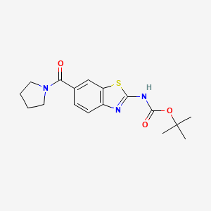 molecular formula C17H21N3O3S B14031124 Tert-butyl 6-(pyrrolidine-1-carbonyl)benzo[d]thiazol-2-ylcarbamate 
