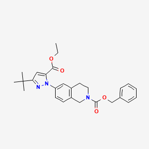 molecular formula C27H31N3O4 B1403117 benzyl 6-(3-(tert-butyl)-5-(ethoxycarbonyl)-1H-pyrazol-1-yl)-3,4-dihydroisoquinoline-2(1H)-carboxylate CAS No. 1020173-40-3