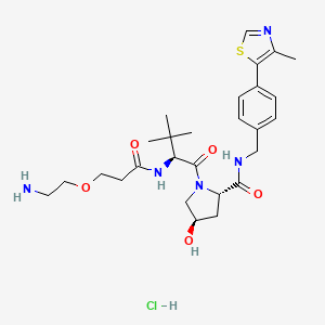 molecular formula C27H40ClN5O5S B14031171 (S,R,S)-Ahpc-CO-peg1-C2-amine hcl 