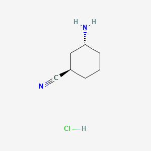 molecular formula C7H13ClN2 B1403118 trans-3-Aminocyclohexanecarbonitrile hydrochloride CAS No. 920966-30-9
