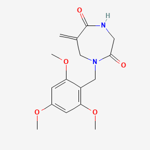 molecular formula C16H20N2O5 B14031334 6-Methylene-1-(2,4,6-trimethoxybenzyl)-1,4-diazepane-2,5-dione 