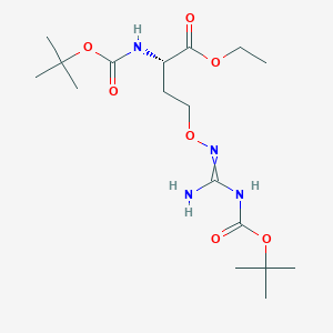 molecular formula C17H32N4O7 B14031394 ethyl (2S)-4-[[amino-[(2-methylpropan-2-yl)oxycarbonylamino]methylidene]amino]oxy-2-[(2-methylpropan-2-yl)oxycarbonylamino]butanoate 
