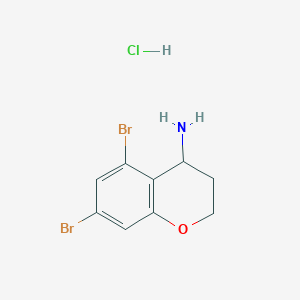 molecular formula C9H10Br2ClNO B14031464 5,7-Dibromochroman-4-amine hydrochloride 