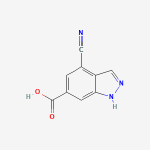 molecular formula C9H5N3O2 B14031487 4-Cyano-1H-indazole-6-carboxylic acid CAS No. 1448260-45-4