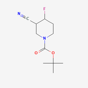 molecular formula C11H17FN2O2 B14031535 Tert-butyl 3-cyano-4-fluoropiperidine-1-carboxylate 