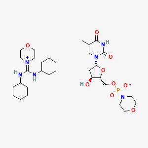 molecular formula C31H53N6O9P B14031540 N,N'-dicyclohexyl-1-morpholin-4-ium-4-ylidenemethanediamine;[(2R,3S,5R)-3-hydroxy-5-(5-methyl-2,4-dioxopyrimidin-1-yl)oxolan-2-yl]methoxy-morpholin-4-ylphosphinate 