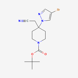 molecular formula C15H21BrN4O2 B1403156 Tert-butyl 4-(4-bromopyrazol-1-yl)-4-(cyanomethyl)piperidine-1-carboxylate CAS No. 1146950-68-6