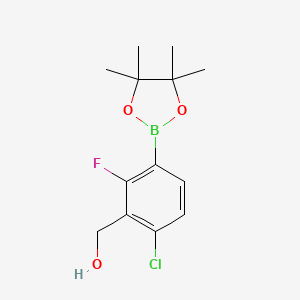 molecular formula C13H17BClFO3 B14031565 (6-Chloro-2-fluoro-3-(4,4,5,5-tetramethyl-1,3,2-dioxaborolan-2-yl)phenyl)methanol 