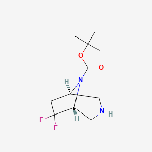 molecular formula C11H18F2N2O2 B14031574 Tert-butyl rel-(1R,5R)-6,6-difluoro-3,8-diazabicyclo[3.2.1]octane-8-carboxylate 