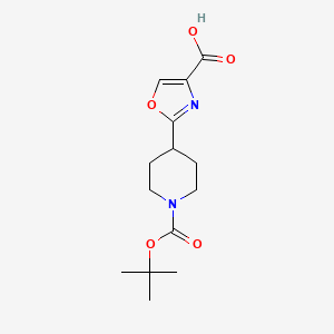 molecular formula C14H20N2O5 B1403160 2-{1-[(Tert-butoxy)carbonyl]piperidin-4-yl}-1,3-oxazole-4-carboxylic acid CAS No. 922516-08-3