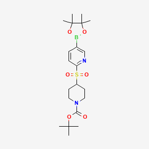 molecular formula C21H33BN2O6S B14031634 Tert-butyl 4-((5-(4,4,5,5-tetramethyl-1,3,2-dioxaborolan-2-yl)pyridin-2-yl)sulfonyl)piperidine-1-carboxylate 