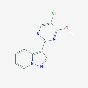molecular formula C12H9ClN4O B1403165 3-(5-氯-4-甲氧基嘧啶-2-基)吡唑并[1,5-a]吡啶 CAS No. 1331768-89-8
