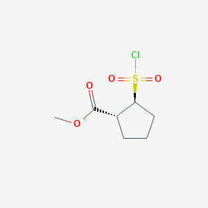 molecular formula C7H11ClO4S B14031731 Methyl trans-2-(chlorosulfonyl)cyclopentane-1-carboxylate 