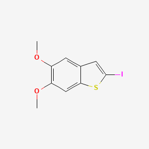 molecular formula C10H9IO2S B14031738 2-Iodo-5,6-dimethoxy-1-benzothiophene 