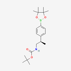 molecular formula C20H32BNO4 B1403180 (R)-tert-butyl (2-(4-(4,4,5,5-tetramethyl-1,3,2-dioxaborolan-2-yl)phenyl)propyl)carbamate CAS No. 1338544-01-6