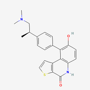 molecular formula C22H22N2O2S B1403191 (R)-9-(4-(1-(dimethylamino)propan-2-yl)phenyl)-8-hydroxythieno[2,3-c]quinolin-4(5H)-one CAS No. 1338540-81-0