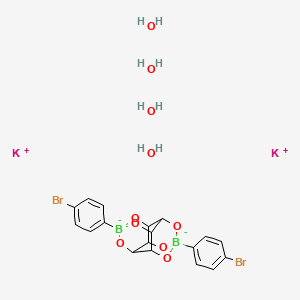 molecular formula C18H22B2Br2K2O10 B14031911 Dipotassium;4,9-bis(4-bromophenyl)-3,5,8,10,13,14-hexaoxa-4,9-diboranuidapentacyclo[7.3.1.14,12.02,7.06,11]tetradecane;tetrahydrate 