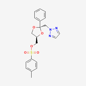 molecular formula C20H21N3O5S B14031963 Trans-((2S,4R)-2-((2H-1,2,3-triazol-2-yl)methyl)-2-phenyl-1,3-dioxolan-4-yl)methyl4-methylbenzenesulfonate 