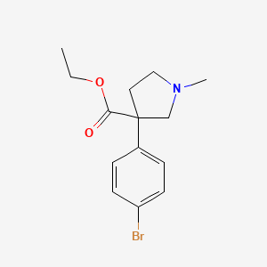 molecular formula C14H18BrNO2 B14032151 Ethyl 3-(4-bromophenyl)-1-methylpyrrolidine-3-carboxylate 