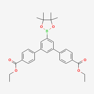 molecular formula C30H33BO6 B14032254 ethyl 4-[3-(4-ethoxycarbonylphenyl)-5-(4,4,5,5-tetramethyl-1,3,2-dioxaborolan-2-yl)phenyl]benzoate 