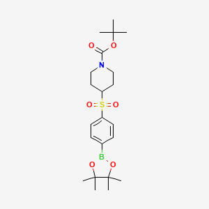 molecular formula C22H34BNO6S B1403242 tert-Butyl 4-(4-(4,4,5,5-tetramethyl-1,3,2-dioxa-borolan-2-yl)phenylsulfonyl)piperidine-1-carboxylate CAS No. 1350351-53-9