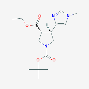 molecular formula C16H25N3O4 B14032494 rel-1-(tert-Butyl) 3-ethyl (3R,4R)-4-(1-methyl-1H-imidazol-4-yl)pyrrolidine-1,3-dicarboxylate 
