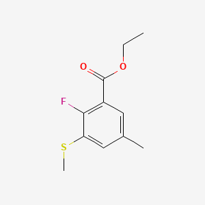 molecular formula C11H13FO2S B14032519 Ethyl 2-fluoro-5-methyl-3-(methylthio)benzoate 