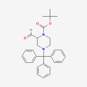molecular formula C29H32N2O3 B14032552 Tert-butyl 2-formyl-4-tritylpiperazine-1-carboxylate 
